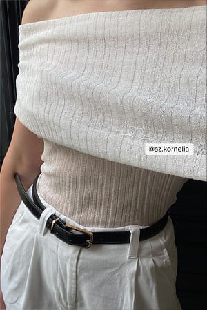 White Offshoulder Knitted Top