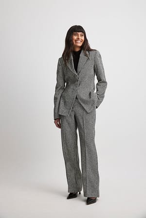 Tailored Tweed Shoulder Pads Blazer Outfit