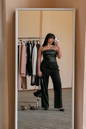 Black Tailored Darted High Waist Suit Pants