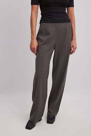 Grey Tailored Darted High Waist Suit Pants