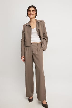 Taupe Tailored Low Waist Pants