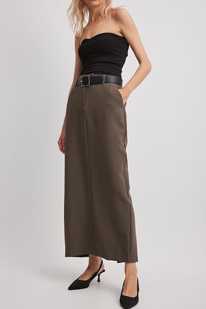 Brown Tailored Maxi Skirt