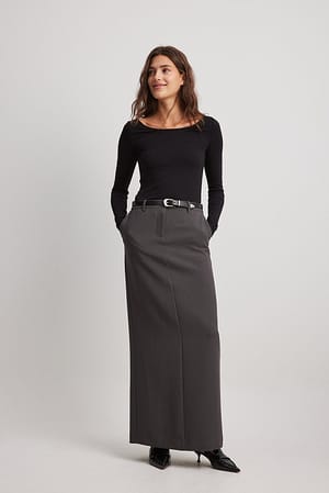 Grey Tailored Maxi Skirt