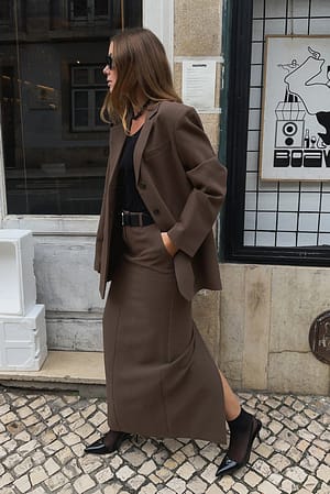 Brown Tailored Maxi Skirt