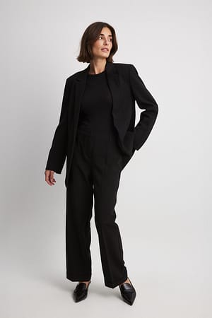 Tailored Mid Waist Suit Pants Black
