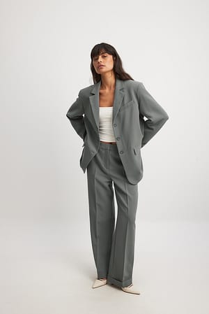 Grey Op maat gemaakte kostuumbroek met middelhoge taille