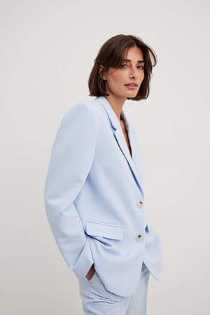 Blue Tailored Oversized-Fit Blazer