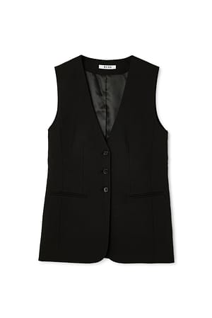 Black Tailored Oversized Vest