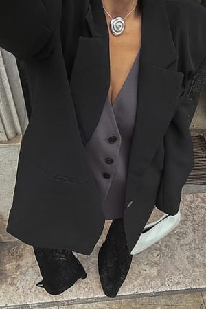Grey Tailored Oversized Vest