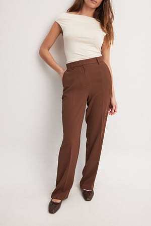 Brown Pantaloni eleganti sartoriali regular fit con gamba dritta