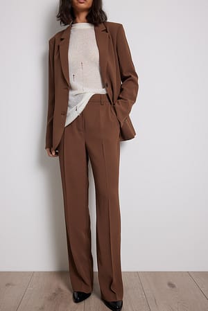 Tailored Regular Straight Leg Suit Pants Brown