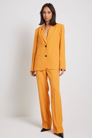 Orange Tailored Regular Straight Leg Suit Pants