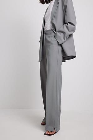 Grey Op maat gemaakte kostuumbroek met zijsplit