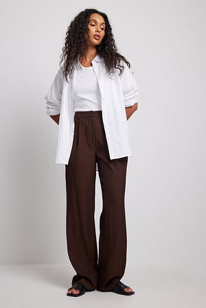Brown Recyklingowane proste spodnie do żakietu