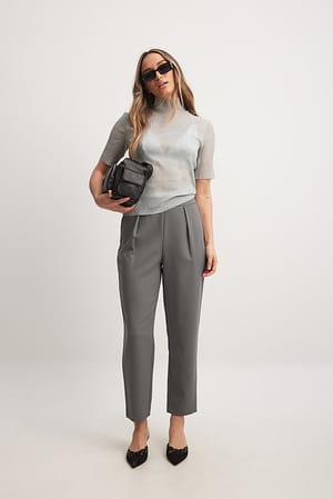 Grey Pantalon fuselé à taille haute