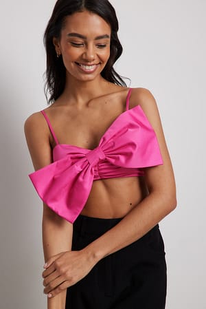 Pink Thin Strap Bow Top