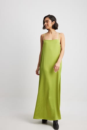 Olive Maxi-jurk met dunne bandjes