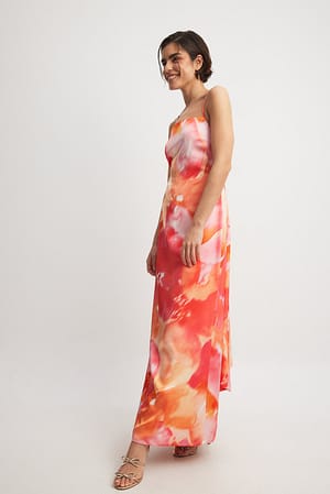 Floral Print Tie Back Detail Maxi Dress