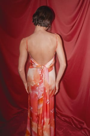 Floral Print Tie Back Detail Maxi Dress