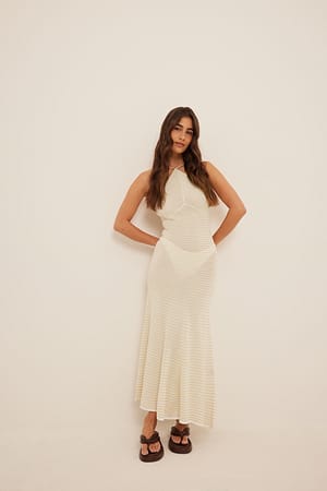 Off White Midi-jurk met strikjes