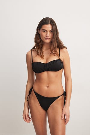 Black Braguita de bikini de talle medio con lazo