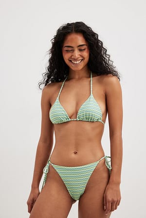 Multicolor Bedrucktes Bikini-Höschen mit Bindedetail