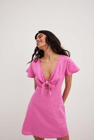 Pink Skjortklänning med knytning fram