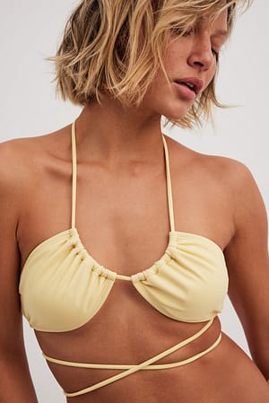 Yellow Trekantet bikinitop med binding