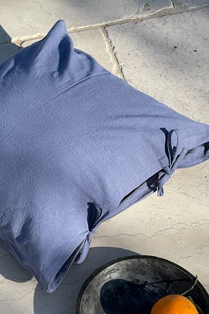 Blue Federa per cuscino in cotone annodata