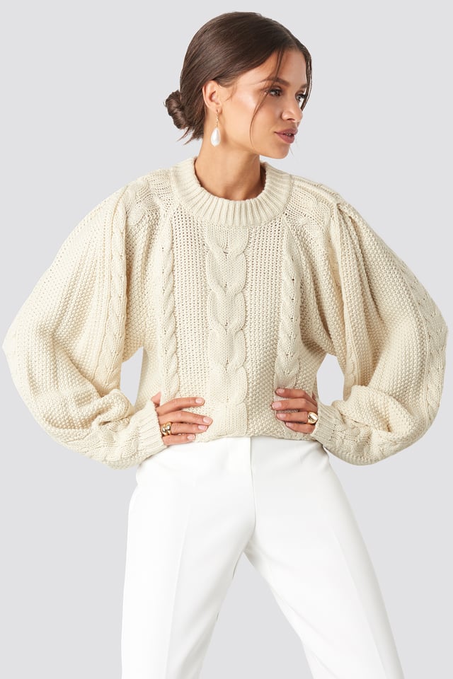 Chunky Cable Knitted Sweater Off White
