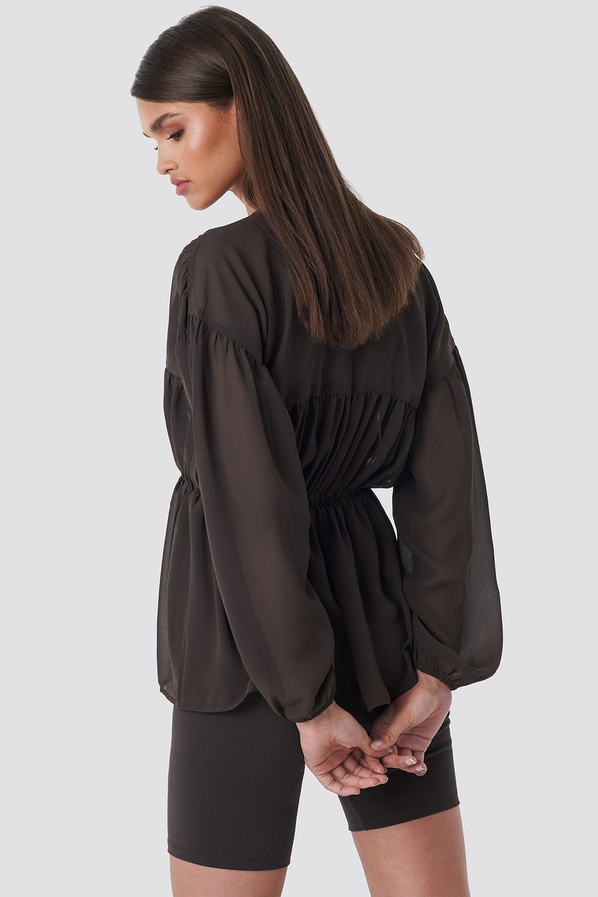 Chemises | Blouses Collections des influenceuses | V-neck Draped Chiffon Blouse - WY19668