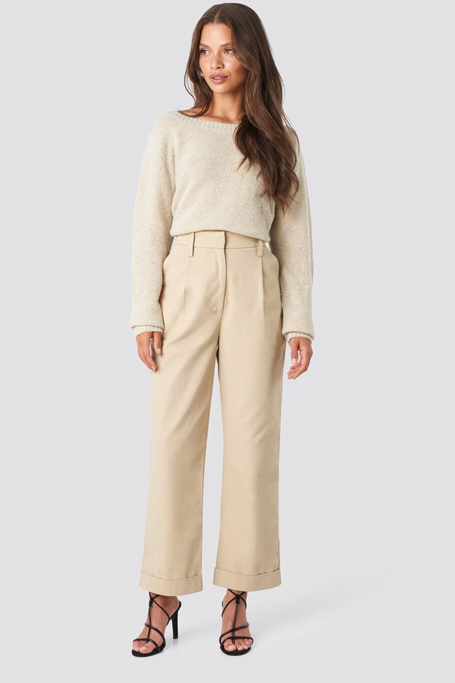 Straight Cargo Pants Beige