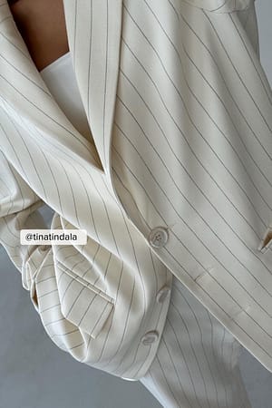 White Stripe Striped Oversized Blazer