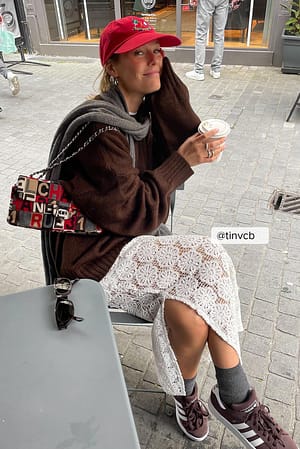 Offwhite Crochet Knitted Maxi Skirt