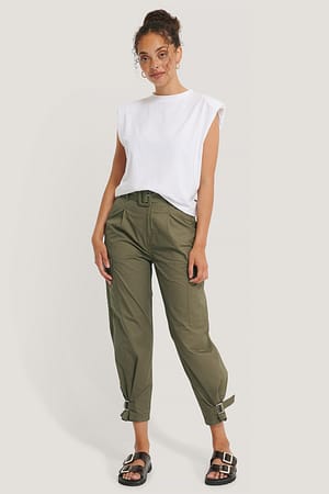 Olive High Rise Belted Pant