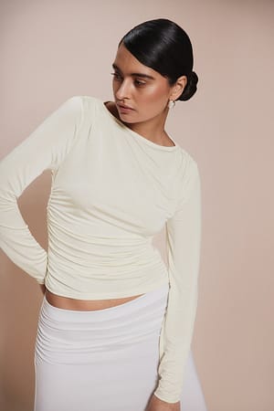 Offwhite Shiny Drapy Top