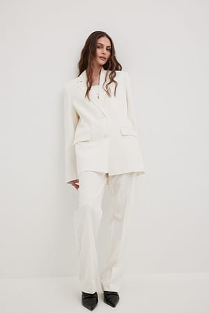 Cream/White Oversized blazer med toppsting