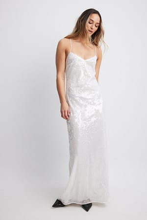 White Transparent Sequins Dress