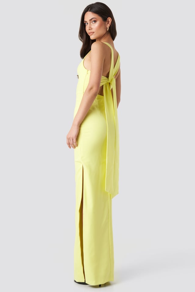 Back Detail Evening Dress Yellow