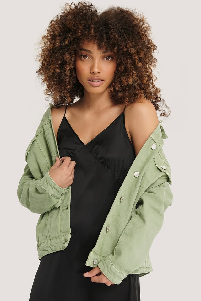 Basic Denimjakke Khaki