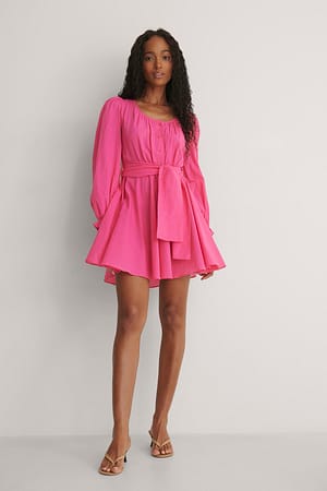 Pink Belted Beach Mini Dress