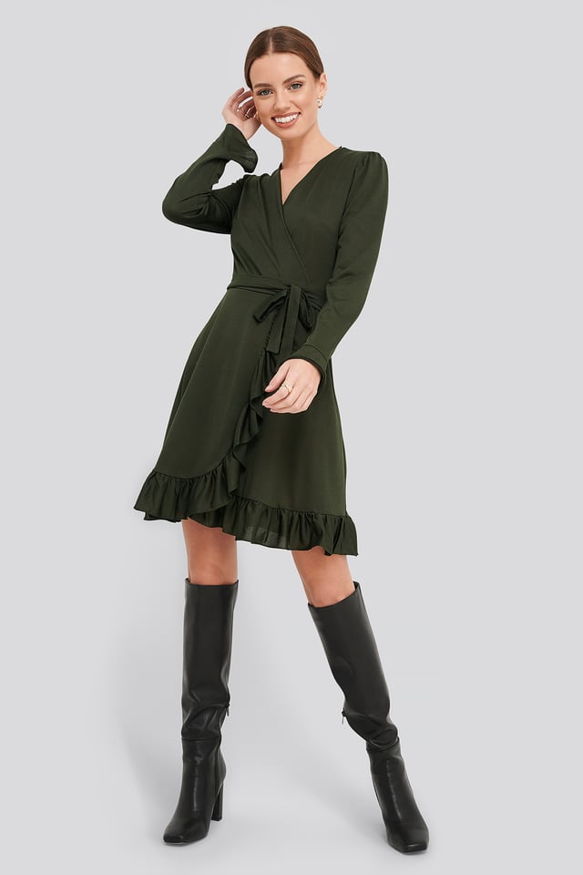Binding Detailed  Dress Khaki
