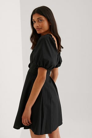 Black Button Detail Mini Dress