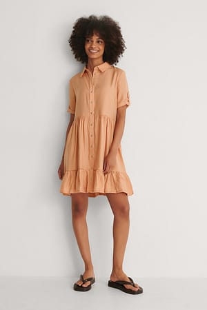 Orange Button Mini Dress