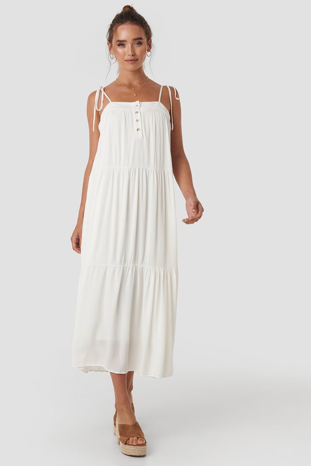 Carmen Strap Midi Dress White