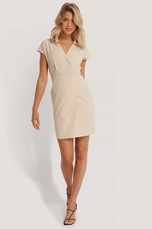 Stone Double Breasted Collar Dress