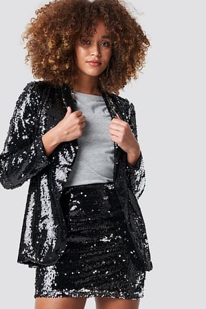 Black Double Sides Sequined Top