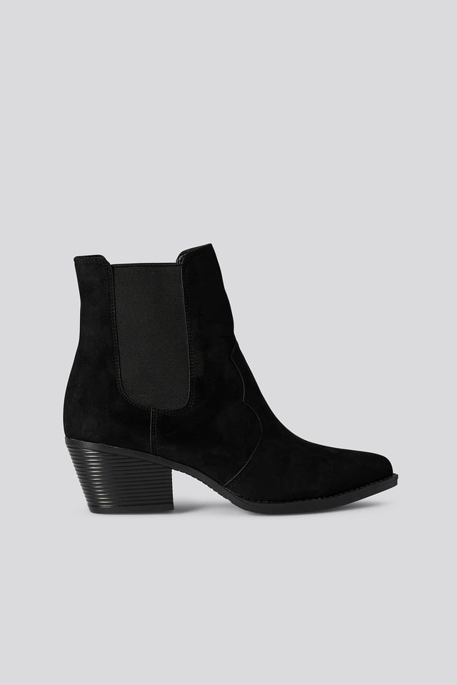 Faux Suede Ankle Boots Black