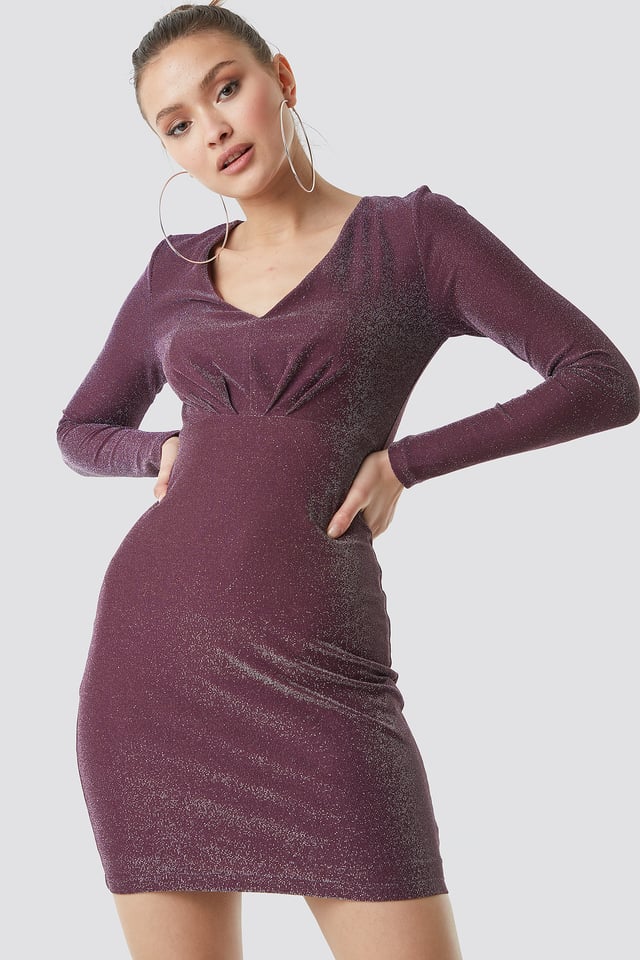 Glittery Mini Dress Burgundy