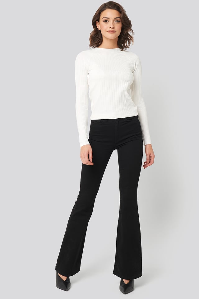 High Waist Flare Jeans Black